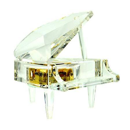 ミニクリスタルピアノオルゴール - 時計仕掛け機械式ピアノミュージックジュエリーボックス クラシカル...