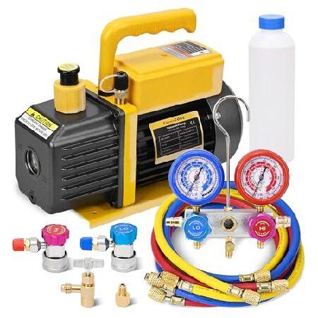 FavorCOOL 3.6 CFM 110V 1/4HP シングルステージロータリーベーンエア真空ポ...