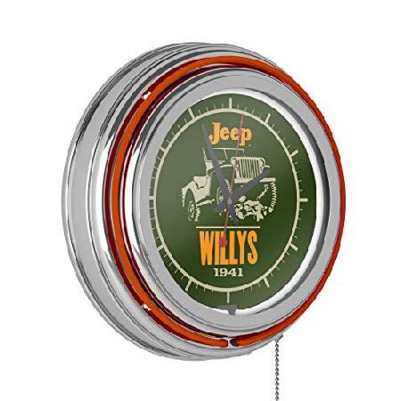 Neon Wall Clock-Jeep Willys Green Double Rung Anal...