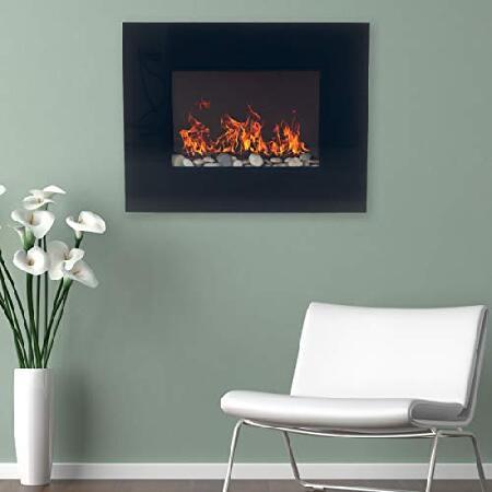 Lavish Home 26インチ 電気暖炉 - 壁マウント 調節可能な熱 調光器 ストーンペブルメ...