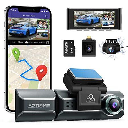 AZDOME M550 Dash Cam 3 Channel, Built in WiFi GPS,...