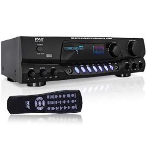 Pyle 200W Home Audio Power Amplifier - Stereo Receiver w/AM FM Tuner, 2 Microphone Input w/Echo for Karaoke, Great Addition to Your Home Entertainment