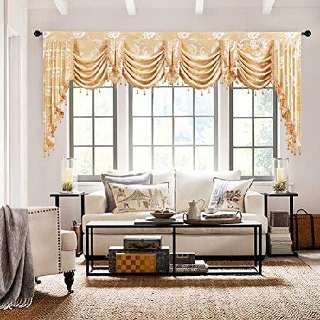 ELKCA Golden Jacquard Swag Waterfall Valance for L...