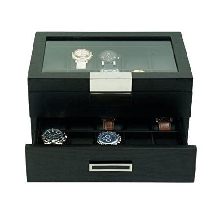 黒檀木製腕時計 20個 エクストラハイトボックス ディスプレイケース 2段収納 ジュエリーオーガナイ...