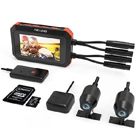 REXING MTC1 Motorcycle Dash Cam 3” LCD,Front and R...
