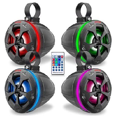 Pyle 防水オフロードスピーカー - 4インチ 800W マリングレード ウェイクボード タワー ...