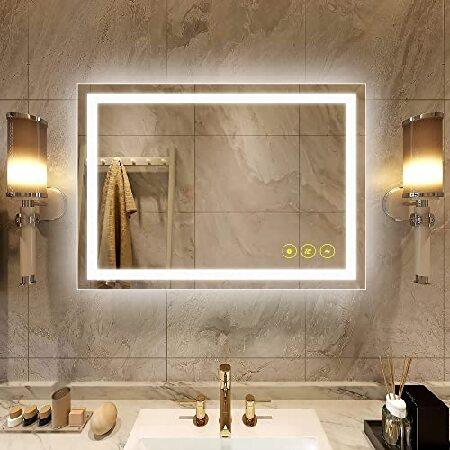 CITYMODA 50.88x71.82cm LED 照明付きバスルームミラー 長方形スマートバック...