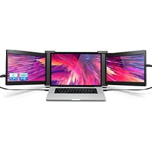 FOPO 12" Triple Portable Monitor 1080P FHD IPS Triple Monitor Extender, Triple Screen for Laptop of 13.3"-14", Compatible with Windows/Mac, Connect wi