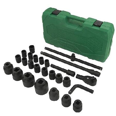 LCyindu 26個 6ポイントソケット 3/4インチと1インチドライブ浅いインパクトソケットセッ...