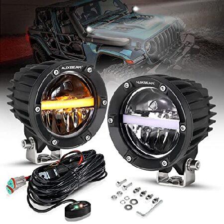 Auxbeam 4 Inch 110W Round Offroad Lights, Amber DR...