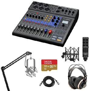 Zoom LiveTrak L-8 Portable 8-Channel Digital Mixer and Multitrack Recorder Bundle with TAP300 Microphone, TAPH700 Headphones, Broadcast Arm, XLR M to