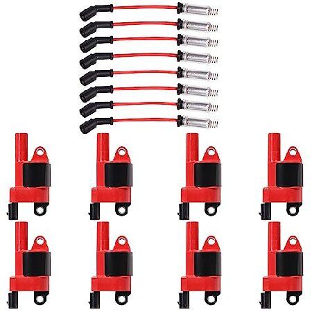 ENA レッドイグニッションコイル 8個セット レッドワイヤーセット キャデラック シボレー GMC...