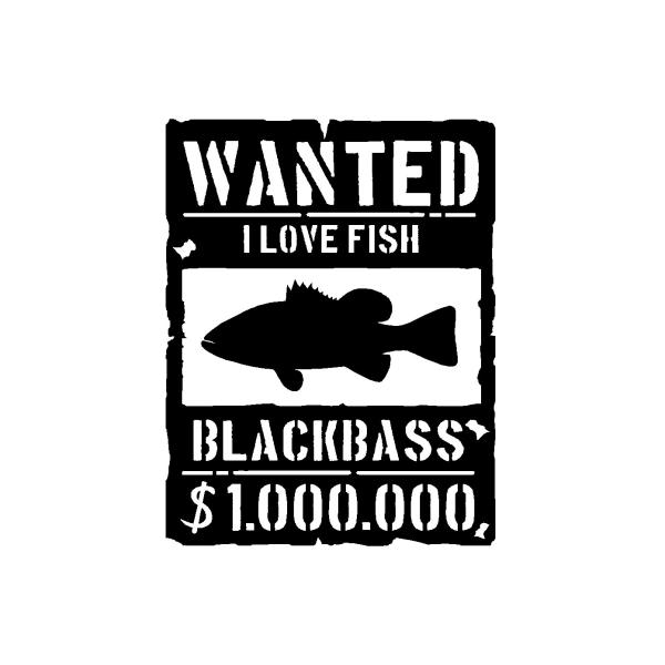 ウォンテッド　ブラックバス　シルエット　ロゴ(中)　カッティングステッカー