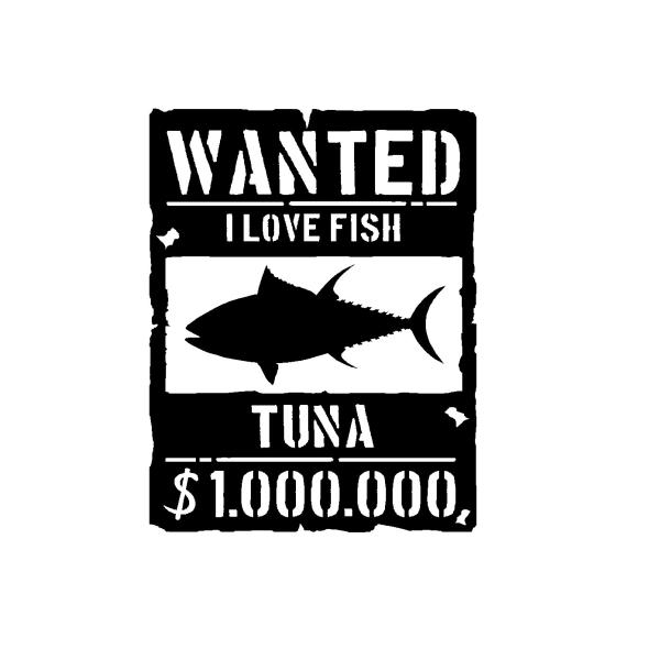 ウォンテッド　マグロ　シルエット　ロゴ(小)　カッティングステッカー