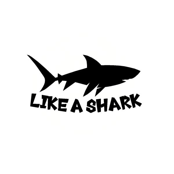 LIKE　A　SHARK　サメ　シルエット　ロゴ　文字　カッティングステッカー　選べる4サイズ