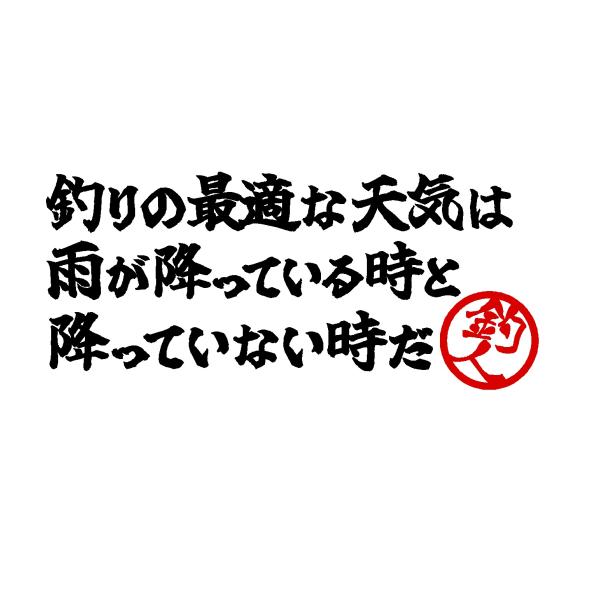 釣りの最適な天気は 雨が降っている時と降っていない時だ 名言 文字 ロゴ 2色 カッティングステッカ...