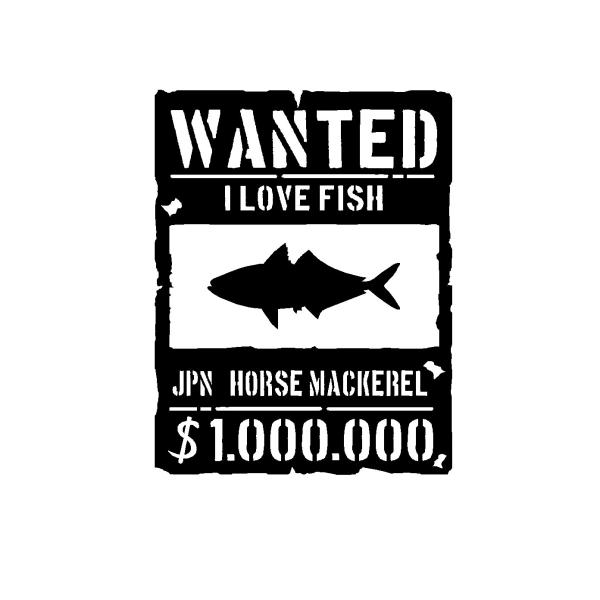 ウォンテッド　アジ　シルエット　ロゴ(小)　カッティングステッカー