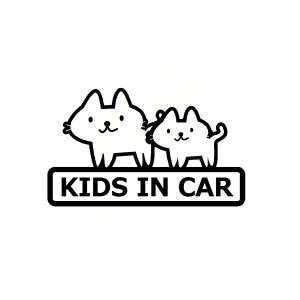 キッズインカー ver.6 猫 イラスト ロゴ カッティングステッカー