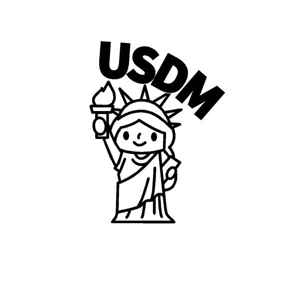 USDM　自由の女神　デフォルメ　ロゴ　小サイズ　カッティングステッカー