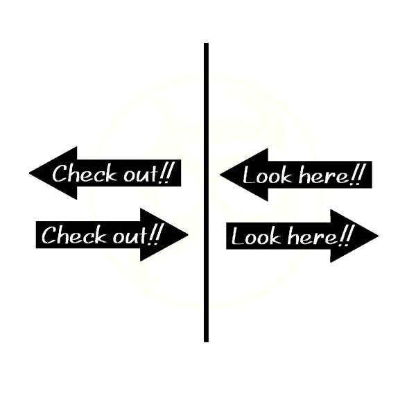 矢印　check out　Look here　ロゴ　カッティングステッカー　2枚1セット　選べる4サ...