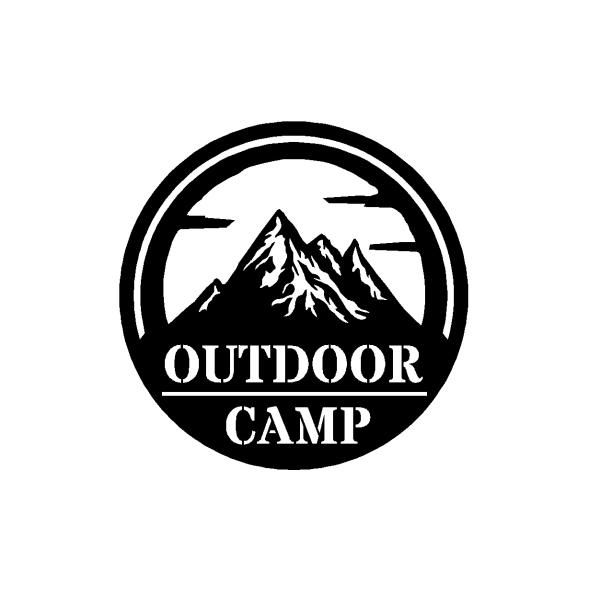アウトドア　キャンプ　山　イラスト　ロゴ　ver.2　カッティングステッカー　選べる4サイズ