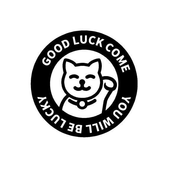 招き猫　good luck come you will be lucky　文字　ロゴ　カッティングス...