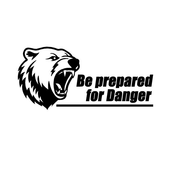 クマ　Be prepared for Danger　ロゴ　文字　イラスト　カッティングステッカー　選...