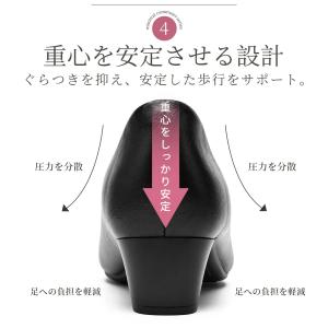 爆買 痛くないパンプス 幅広 パンプス 黒 ロ...の詳細画像5