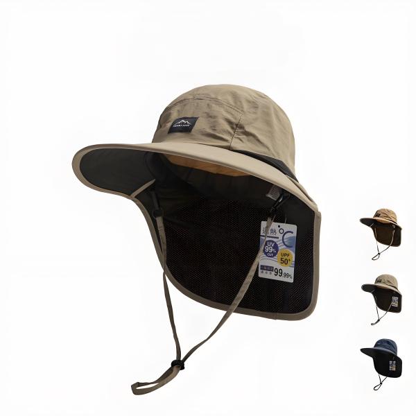 爆買【新作】アウトドア帽子 男女兼用 つば広 ネックガード付き 通気メッシュ構造 UV対策 UPF5...