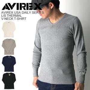 (アビレックス) AVIREX アヴィレックス デイリーシリーズ ロングスリーブ サーマル Vネック Tシャツ ロンT カットソー メンズ