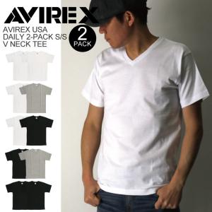 (アビレックス) AVIREX アヴィレックス デイリーシリーズ 2パック Vネック Tシャツ カットソー 2枚組 メンズ レディース 【父の日 プレゼント】