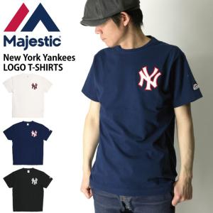 20%OFF!! (マジェスティック) Majestic ニューヨーク ヤンキース ロゴ Tシャツ カットソー ショートスリーブ 半袖｜retom