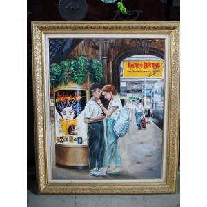 現代アート 清水昴 パリ展出品作 「旅立ち」 1988年　古録展  送料別  Lサイズ　中古 品番K...