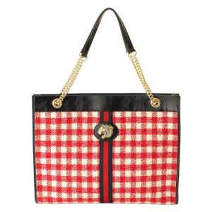 【グッチ】Gucci　ラジャ ツイード ラージ トートバッグ 537219 レッド 【中古】【正規品保証】108694｜retrojp