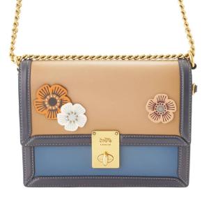 【コーチ】Coach　ショルダーバッグ フラワー アップリケ ブラウン ブルー 【中古】【正規品保証】111433｜retrojp