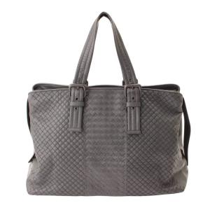 【ボッテガ ヴェネタ】Bottega Veneta　イントレチャート ビジネスバッグ トートバッグ グレー 【中古】【正規品保証】117920｜retrojp