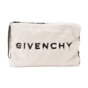 【ジバンシー】GIVENCHY　ロゴ ファー クラッチバッグ BB6045B0AD ブラック×ホワイト 未使用【中古】【正規品保証】127251｜retrojp