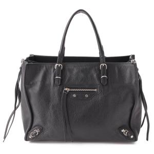 【バレンシアガ】Balenciaga　バレンシアガ ペーパー レザー 2WAY ハンドバッグ 370926 ブラック 【中古】【正規品保証】167492｜retrojp