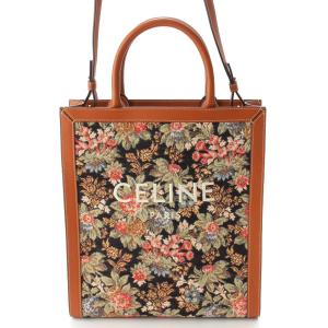 【セリーヌ】Celine　バーティカルカバ スモール フローラルジャガード トートバッグ ブラウン 【中古】【正規品保証】175060｜retrojp