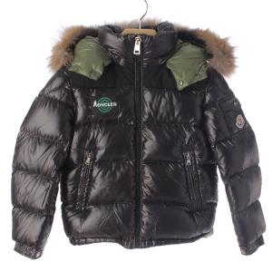 【モンクレール】Moncler　キッズ 19年 WILSON フード ジップ ダウンジャケット ブラック×グリーン 10anni 【中古】【正規品保証】187388｜retrojp