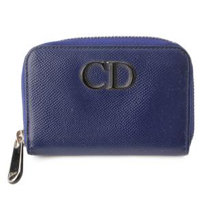 【クリスチャンディオール】Christian Dior　CDロゴ レザー ジップ コインケース 小銭入れ ブルー 【中古】【正規品保証】192263｜retrojp