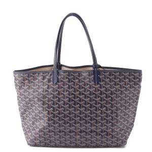 【ゴヤール】GOYARD　サンルイPM ポーチ付き PVC×レザー トートバッグ ネイビー 【中古】【正規品保証】192477｜retrojp