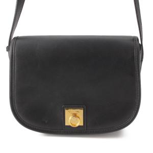 【セリーヌ】Celine　ヴィンテージ リング金具 レザー ショルダー バッグ ブラック 【中古】【正規品保証】199967｜retrojp