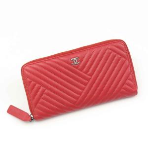 【シャネル】Chanel　ラムスキン シェブロン ラウンド 長財布 A82258  【中古】【正規品保証】20097｜retrojp