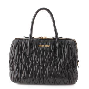 【ミュウミュウ】Miu Miu　マテラッセ ロゴ レザー 2way ハンドバッグ ブラック 【中古】【正規品保証】202354｜retrojp