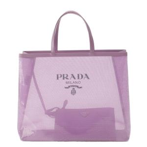 【プラダ】Prada　スパンコール メッシュ ポーチ付 トートバッグ ハンドバッグ 1BG416 パープル 【中古】【正規品保証】206802｜retrojp