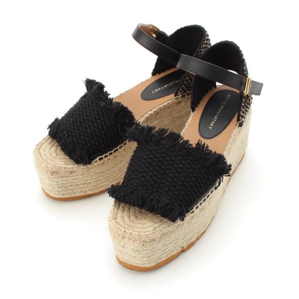 ステラマッカートニー 25SS ガイア プラットフォーム エスパドリーユ ウェッジ サンダル ブラッ...