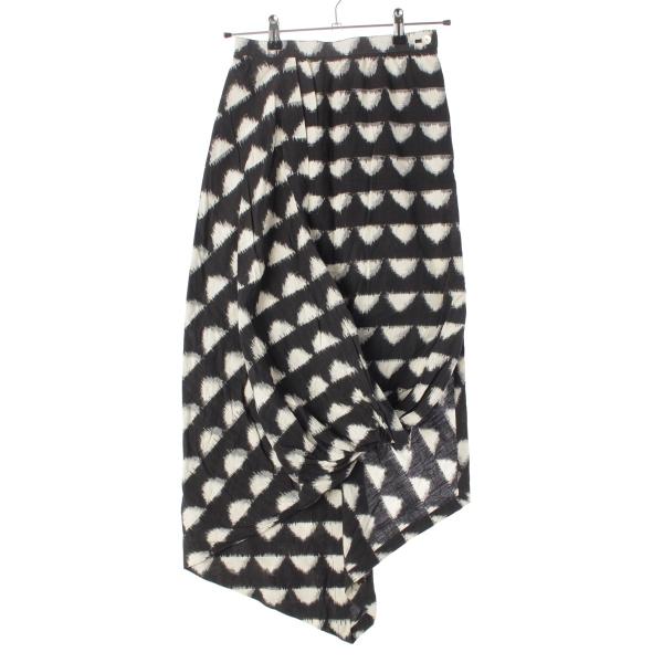 イッセイミヤケ 80s 1986 筆タグ 総柄 絣織り 半月 歪み 変形 スカート JS52076 ...