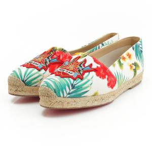 Christian Louboutin　MOM AND DAD 花柄 エスパドリーユ スリッポン ホワイト系 37 26390｜retrojp