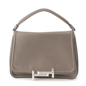 トッズ レザー フラップ ダブルT 2WAY ショルダーバッグ グレー【中古】